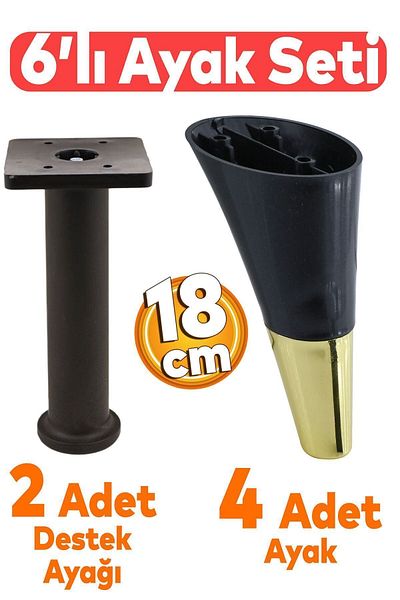 Badem10 Clara Set 6 - Fotoliu și canapea mobilier negru, unitate TV și picior suport 18 cm