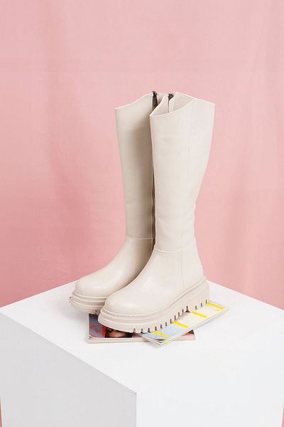 CZ London Flache Damenstiefel, schnürsenkellos, dicke Sohle, Winterschuhe
