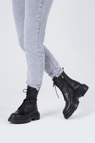 CZ London Echtleder-Damenstiefel zum Schnüren, dicke Sohle, Winterschuhe