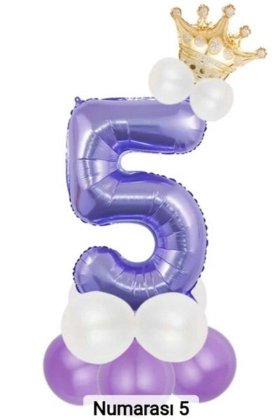 DÜVENCİ TİCARET Purple Colored Foil Balloon with King Crown