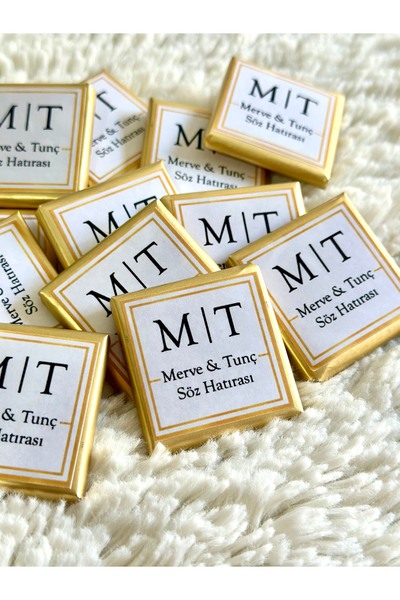 ouzhanya hediyelik Etiketli Kare Çikolata Gold Çerçeveli Söz Nişan Düğün Nikah Özel Gün Çikolatası 50 Adet