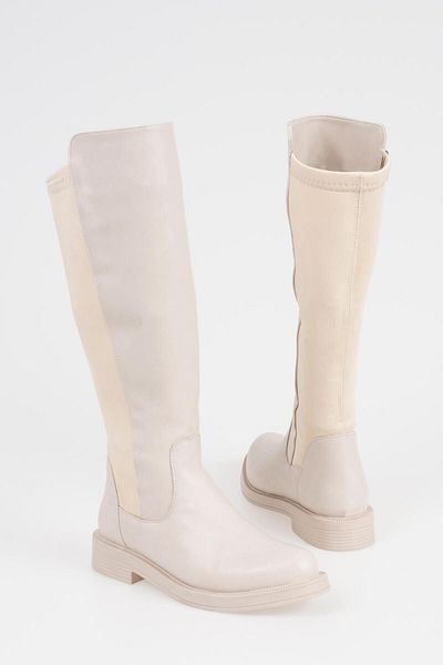CZ London Kniehohe Damen-Stretchstiefel mit kurzem Absatz und Reißverschluss ohne Schnürsenkel