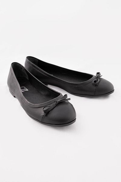 CZ London Genuine Leather Women's Ballerinas Comfortable Sole Bow Detail Casual Shoes