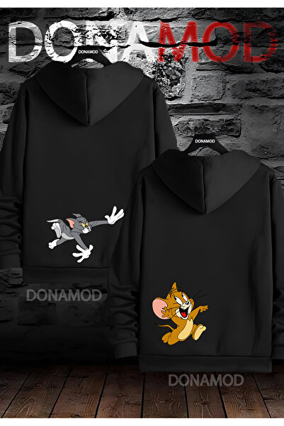 donamod سويت شيرت توم جيري فريند كارتون مقاس كبير - للجنسين، عبوتان