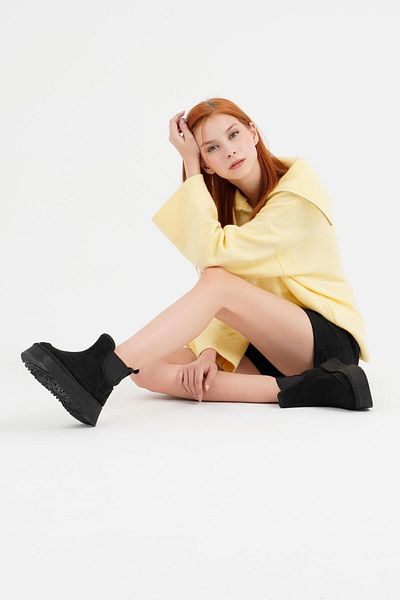 CZ London Dámské Chelsea Boots elastické pohodlné s kožíškem uvnitř