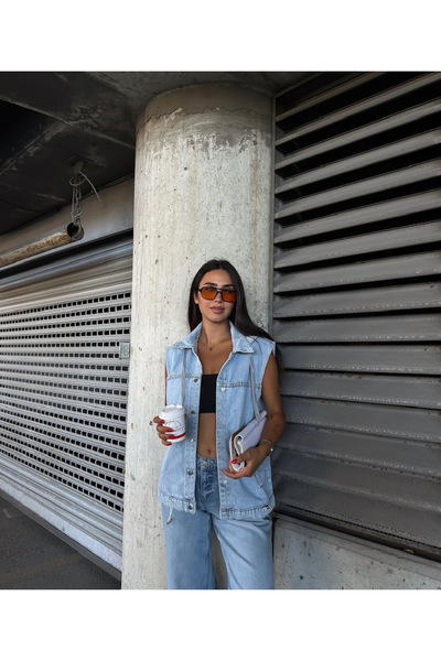 Ekim Store Jachetă gri cu glugă din denim