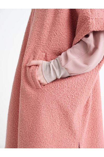 VALENS BOUTİQUE Γυναικείο Hijab Poncho με αποσπώμενη κουκούλα Curly Cashew Winter Poncho