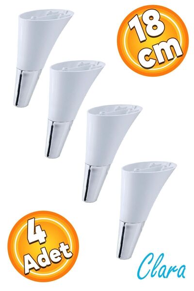 Badem10 Clara Mobilya Kanepe Tv Ünitesi Konsol Koltuk Ayağı Beyaz Krom Renk 1...