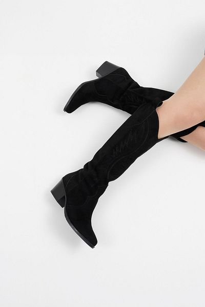 CZ London Dámské krátké kovbojské boty na podpatku Semišové dlouhé kozačky cowgirl