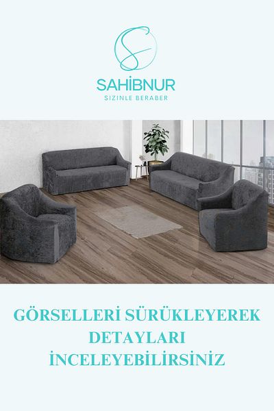 SAHİBNUR Elastic Velvet Sofa Set - Model 3311, Size 3+3+1+1