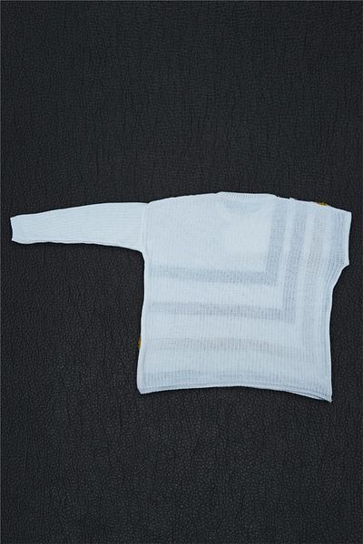 Adisia Pulover de damă cu decolteu alb cu dungi verzi roșii