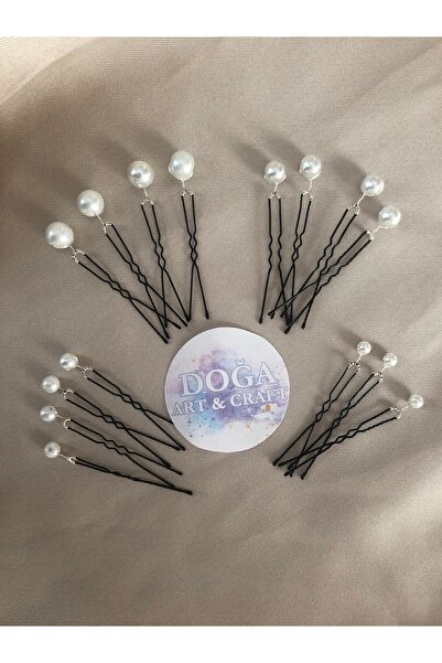 DOĞA ART STORE 4 agrafe de păr cu margele de perle de dimensiuni diferite (15...