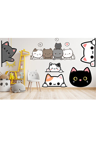 Cute Cats Door Wall Kids Room Sticker -