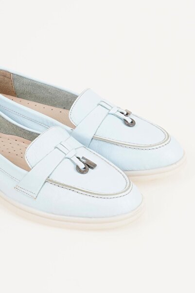 CZ London Genuine Leather Women's Loafer Accessory Detailed Casual Shoes