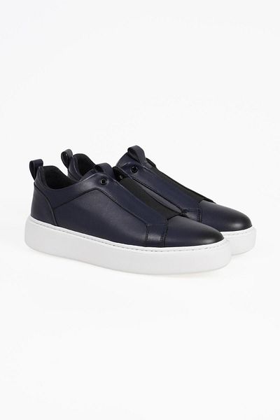 CZ London Genuine Leather Men's Rubber Tie Detailed Thick Sole Sneakers