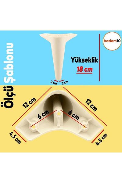 Badem10 Aspen Set 6 Mobilier Unitate TV Fotoliu Canapea Consolă Suport Picior Picioare 18 Cm Crem M8