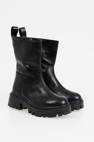 CZ London Damenstiefel ohne Schnürsenkel, flaches, langes Modell mit gezahnter Sohle