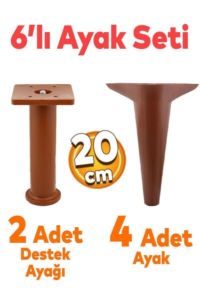 Badem10 Aspen 6'lı Set Mobilya Tv Ünitesi Koltuk Kanepe Destek Ayağı 20 Cm Ah...
