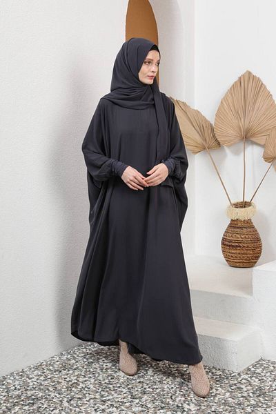 VALENS BOUTİQUE Yarasakol Ferace Corn Silk Women's Hijab Dress Sandy Ankle Half Zipper