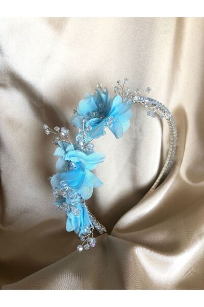 DOĞA ART STORE Düğün, Nişan, Gelin & Nedime & Lohusa Tacı (Mavi Renkli)