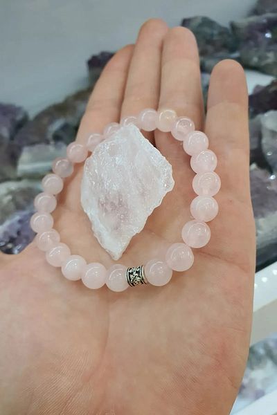 Jasmin Store 8mm Oval Cut Pink Genuine Quartz Bracelet Gemstone - Gift