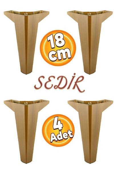 Badem10 Mobilier de lux din cedru - canapea, consola TV, fotoliu și picioare din nuc închis 18 cm (4 buc.)