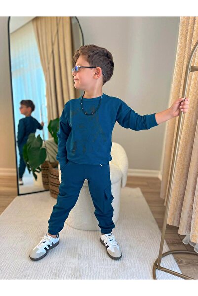 Yavrumsa Дитячий спортивний костюм з принтом вовка з двох ниток