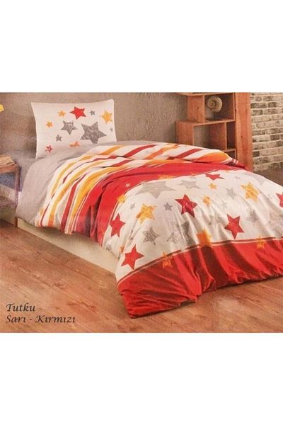 Kristal Ranforce Duvet Cover Set Fan Gs Single Passion Yellow - Red