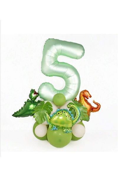 DÜVENCİ TİCARET Cute 3-piece Dinosaur Number Foiled Balloon Set