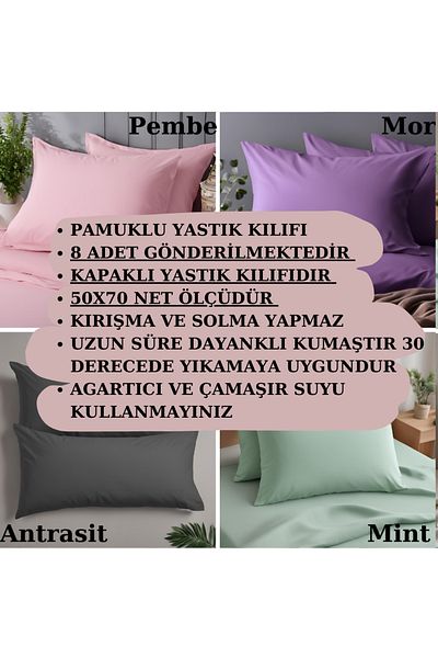 KAMİZ Huse de pernă din bumbac acoperite 8 bucăți - 50x70