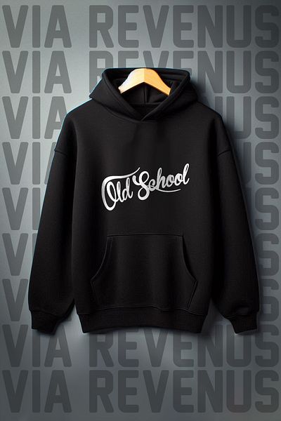 Vordevia Old School Printed - Kangaroo Pocket Hooded Wide Fit Sweatshirt 3 Thread Raster