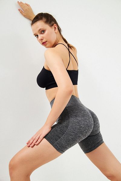 gymhams Granite Gray Hip Drawstring Seamless Shorts