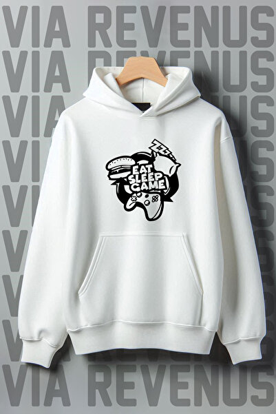 Vordevia طباعة Gamer - سويت شيرت بغطاء للرأس وجيب الكنغر ذو 3 خيوط