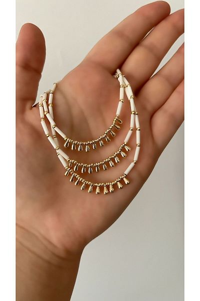 SU PERİSİ TAKI BİJUTERİ Drop Detailed Pipe Bead Anklet