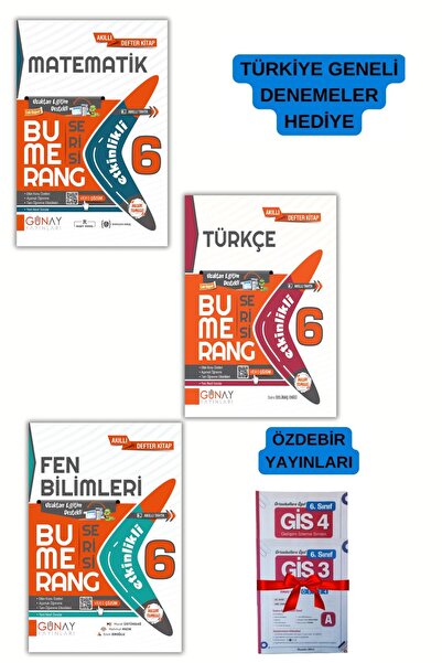 Günay Yayınları 2025 6.Sınıf Bumerang Serisi Etkinlikli -Türkçe-Fen Bilgisi-M...