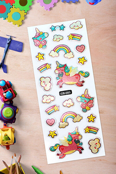 BP Tattoo Gökkuşağı Unicorn Renkli Çocuk Sticker Etiket Çıkartmaları