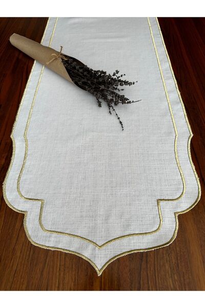 NURHAN HOME COLLECTION Runner de in brodat cu două rânduri de culoare aurie