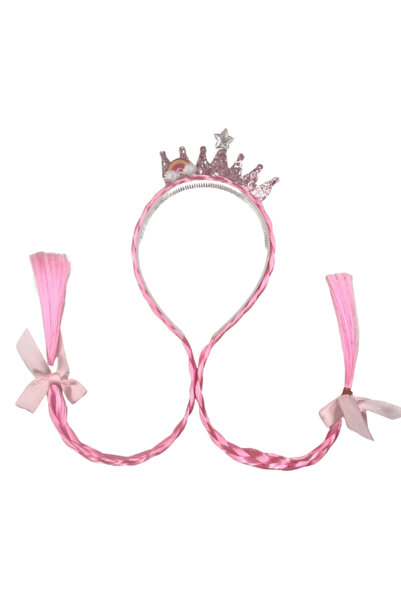 kidspartim 40 εκ. Κορώνα Ροζ Μαλλιά Ουράνιο Τόξο - Μοντέλο Princess