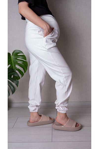 Modoo Tekstil White Maternity Sweatpants - Elastic Jogger Pants