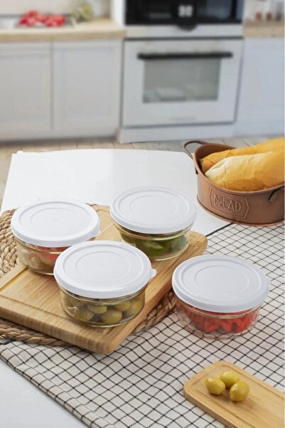 ZURİ DESİGN Pasabahce White Lidded Breakfast Snack Bowl Set 8 Pieces (LOGO GLASS)