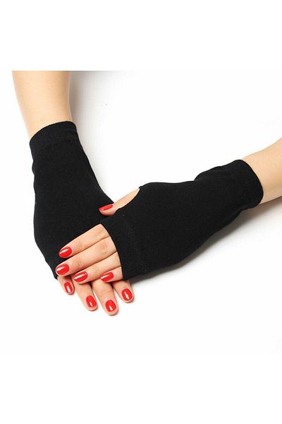GOSSİP TEAM Black Cut Finger - Double Sleeve Gloves