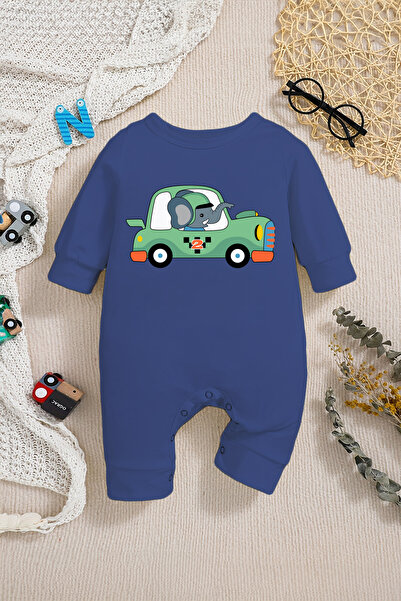ADABEBEK Baby Boy Style Racer Elephant Printed Jumpsuit - 22314
