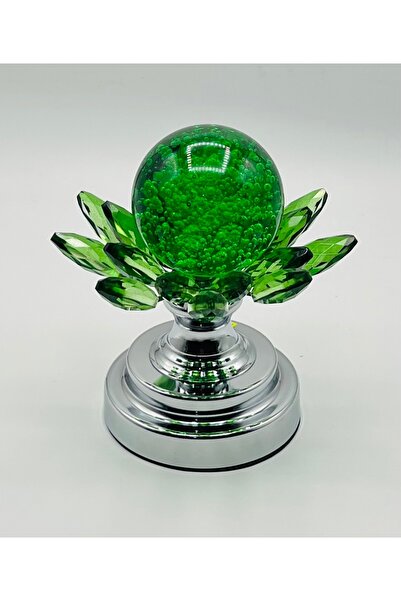 Furkan KRİSTAL YEŞİL TAŞLI AYAKLI YEŞİL DAMLALI KÜRE OBJE