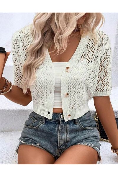 MODA MHE Openwork Fashion Mh Buttoned Cardigan