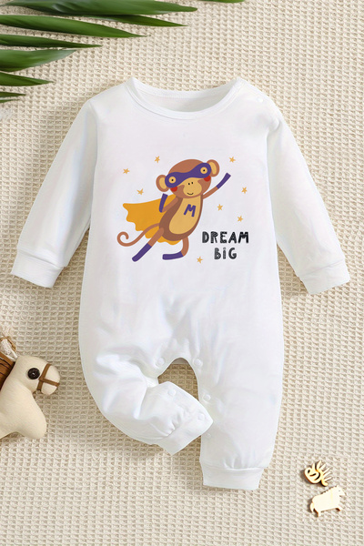 ADABEBEK Baby Boy Jumpsuit - Super Monkey Dream Big Print, Style 22340