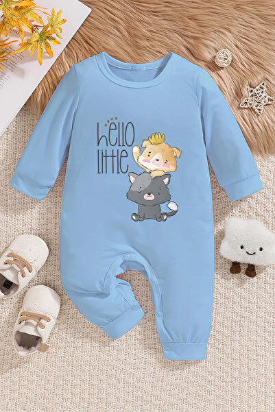 ADABEBEK Hello Little Cats Patterned Baby Jumpsuit - 22363