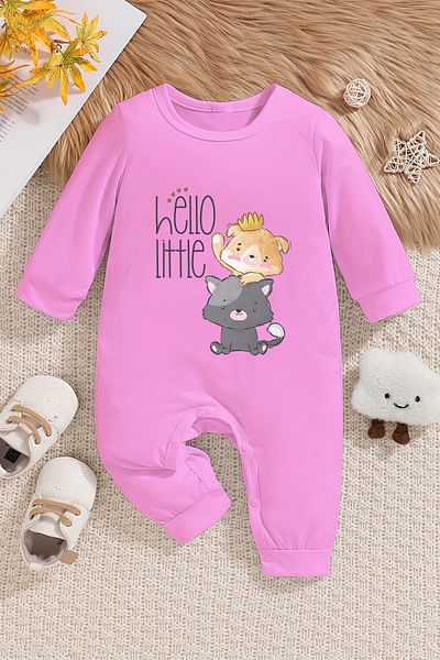 ADABEBEK Hello Little Cats بذلة أطفال منقوشة - 22363
