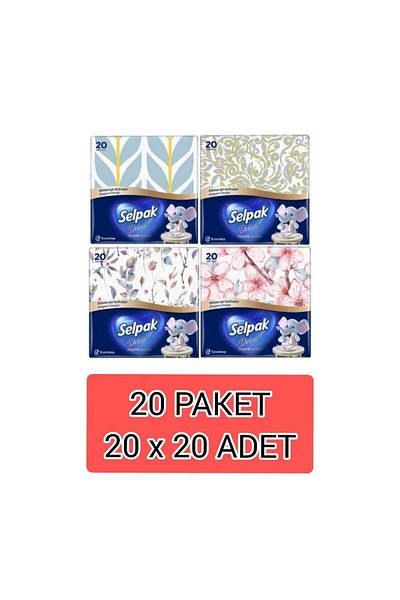 Selpak Extra Napkins - 20 Packs of Different Patterns, Each Pack of 20 (Patterns Are Sent According to the Condition of the Stoek)
