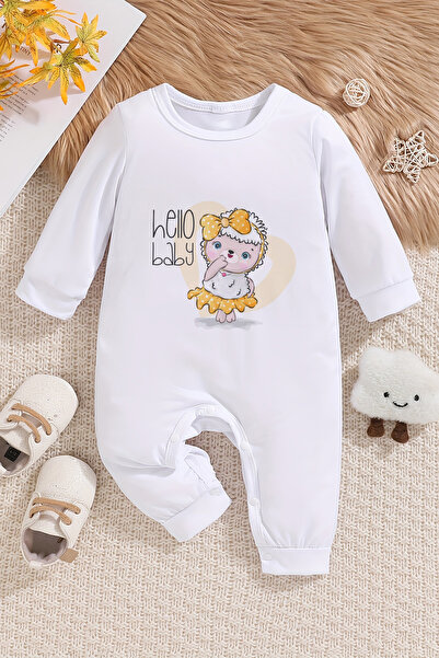 ADABEBEK Hello Baby - Cute and Hedgehog Printed Baby Jumpsuit 22368
