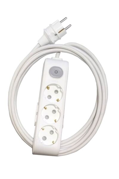 VİKO 3'lü Anahtarlı Grup Priz Topraklı Çocuk Korumalı 7 Metre (düz Fiş)